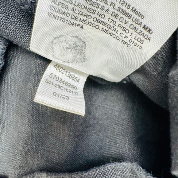 Chico's Pull On Embroidery Linen Crop Pants Black White Size 2 or U.S. 12 Resort - Picture 7 of 11